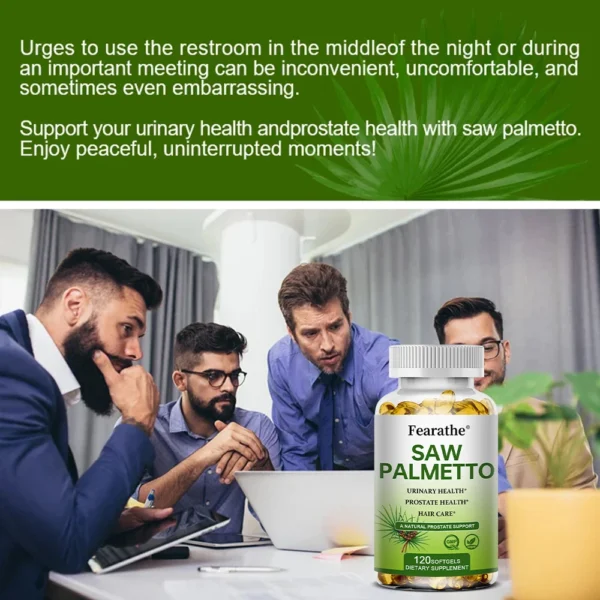 Saw Palmetto Capsules Men's Prostate Health, Hair Growth, Urinary Tract Health, Frequent Urination Natural, Dietary Supplement - Image 5