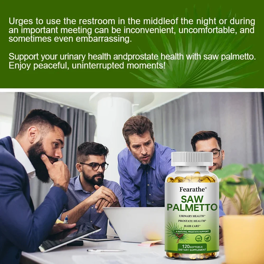 Saw Palmetto Capsules Men's Prostate Health, Hair Growth, Urinary Tract Health, Frequent Urination Natural, Dietary Supplement - Image 5