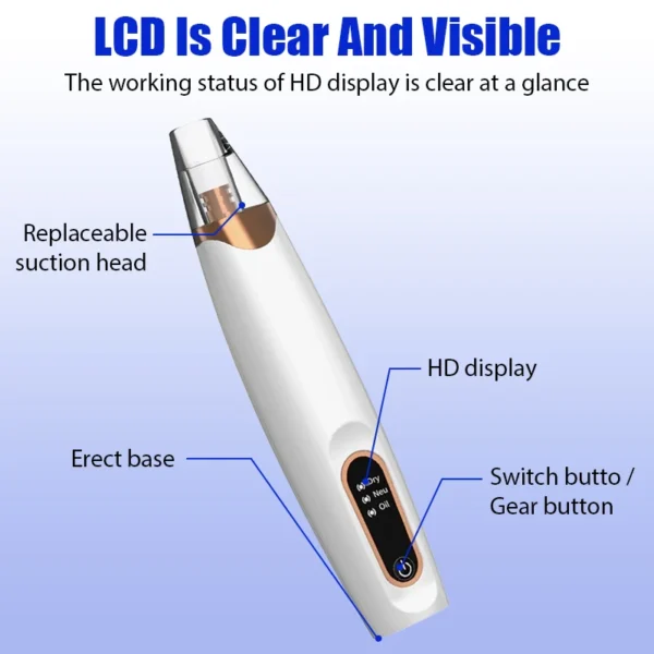 3 Levels Electric Blackhead Remover Facial Pore Cleaner Vacuum Suction Power Black Spots Pimple Rechargeable Acne Extractor Tool - Image 6