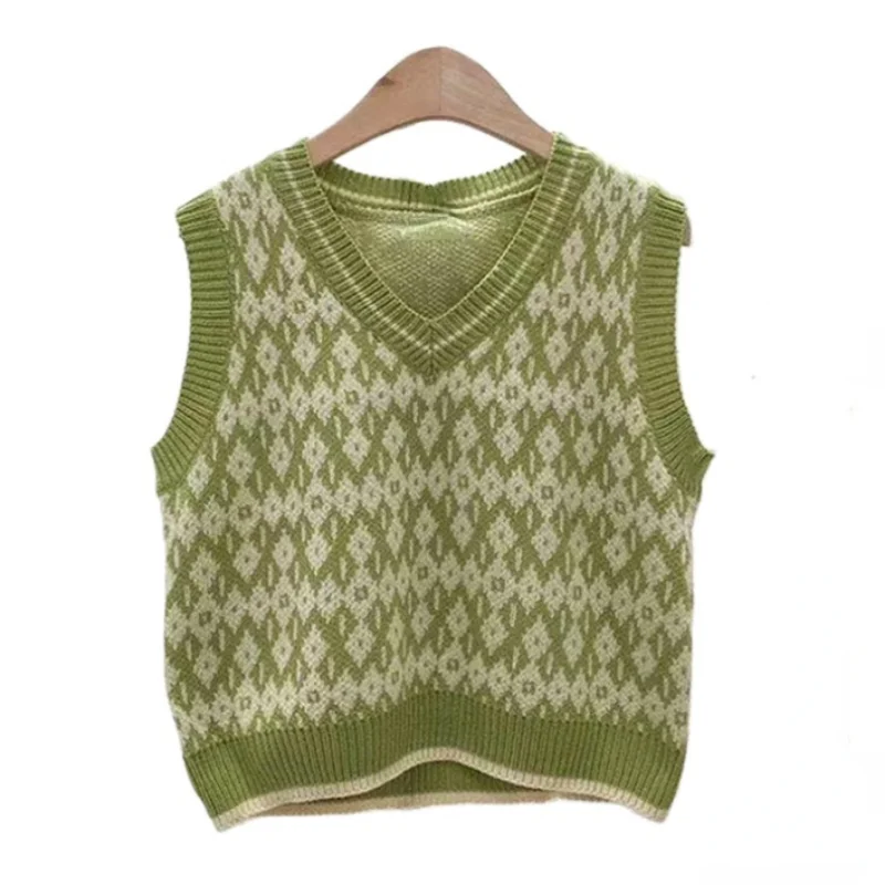 Women Sweater Vest Spring Autumn Fashion Female Casual Loose V-neck Knitted Waistcoat Sleeveless Sweater Pullover Tops Knit Vest - Image 6