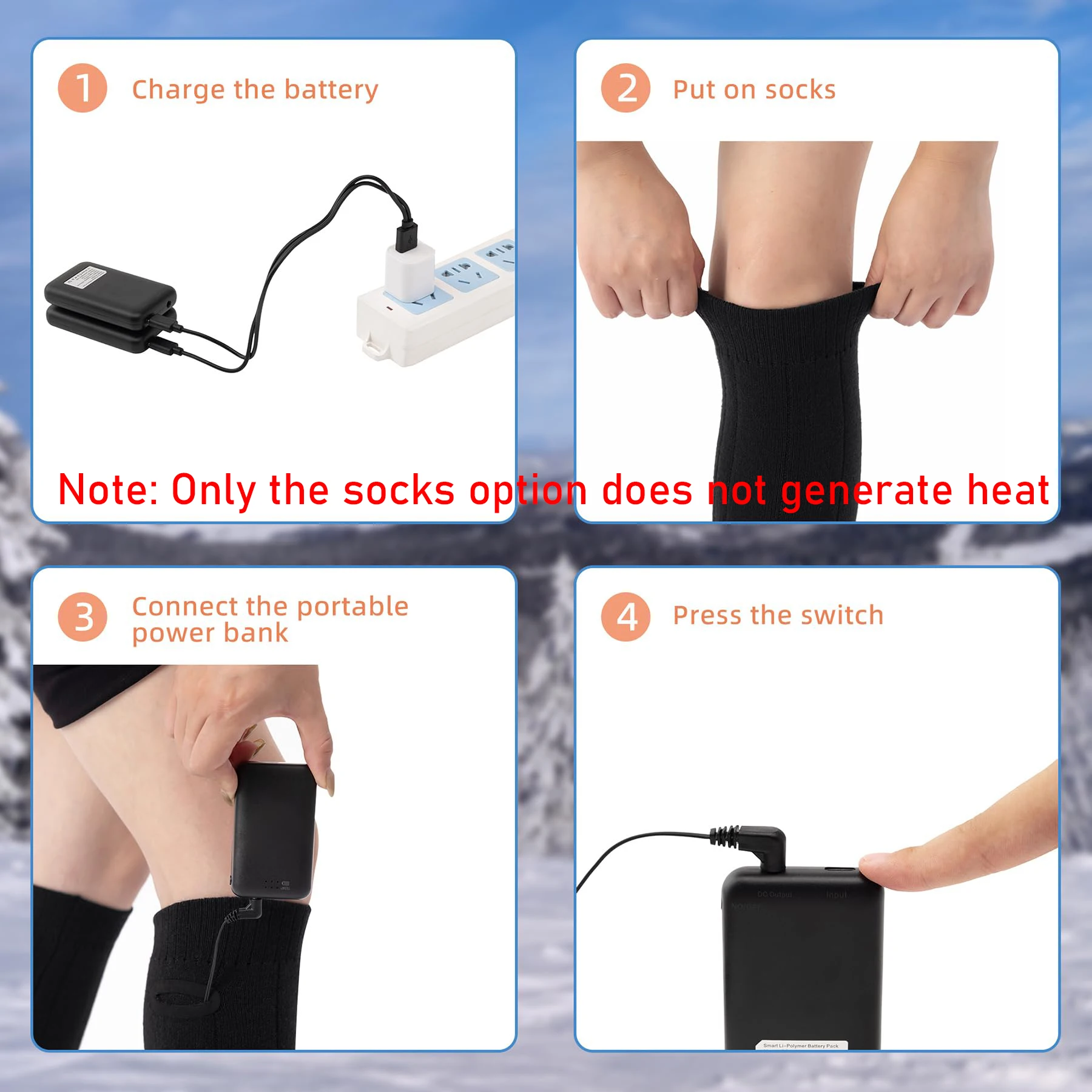 USB Rechargeable Heated Socks for Men/Women Electric Foot Warmers Thermal Winter Socks for Skiing Hunting Hiking Outdoor - Image 5