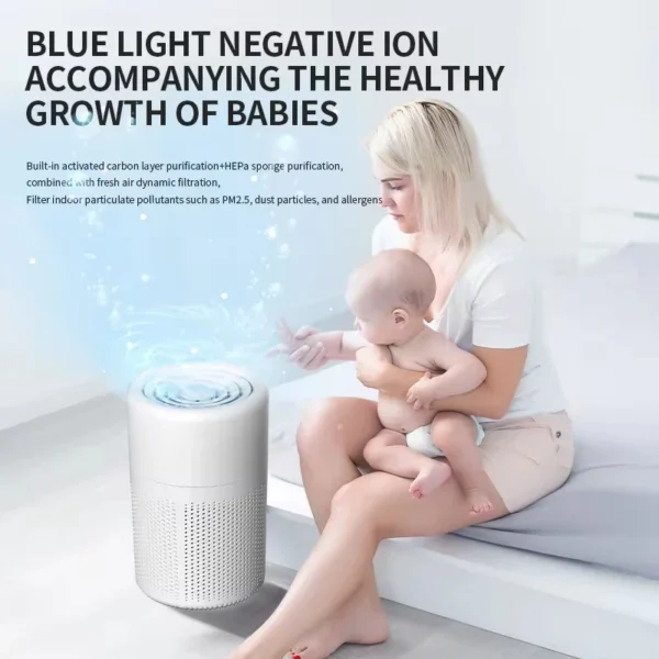 2024 New Portable USB Air Purifier Blue Anion Quickly Purifies the Environment and Can Add Essential Oils Low Noise Deodorizer - Image 5