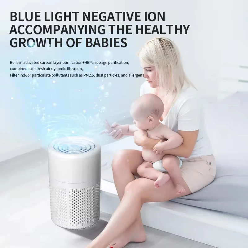 2024 New Portable USB Air Purifier Blue Anion Quickly Purifies the Environment and Can Add Essential Oils Low Noise Deodorizer - Image 5