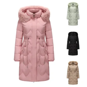 Women's Winter Down Jackets Coats Woman Clothes Large Size Fur Collar Mid Length Outerwears Padding Puffer Jacket Parkas HWY273