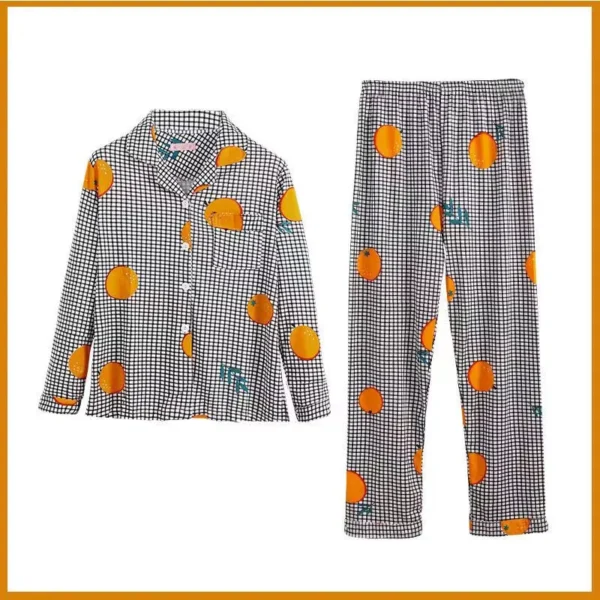 Women's Pajamas New Autumn Spring Long Sleeve Sleepwear Set Striped cartoon pyjama Woman Home Nightwear Set Cardigan Plus Size - Image 5