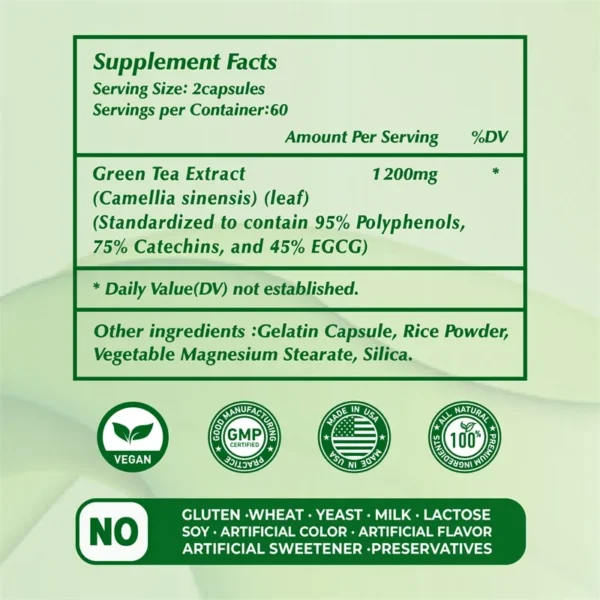 EGCG Green Tea Extract - Boosts Metabolism and Supports Healthy Fat Burning, Increasing Energy and Focus - Image 2