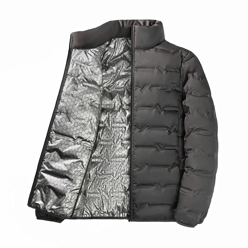 Graphene Self-heating Down Jacket Men Solid Windproof Pleated Down Jackets Stand Collar Classical Warm Winter Jackets Male - Image 4