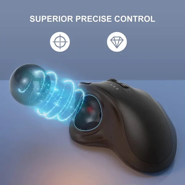 Ergonomic Wireless Trackball Mouse Easy Thumb Control Precision Smooth Tracking, Ergonomic Comfort Design, for Windows, PC Mac - Image 6