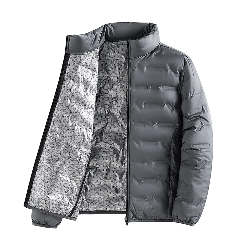 Graphene Self-heating Down Jacket Men Solid Windproof Pleated Down Jackets Stand Collar Classical Warm Winter Jackets Male - Image 2