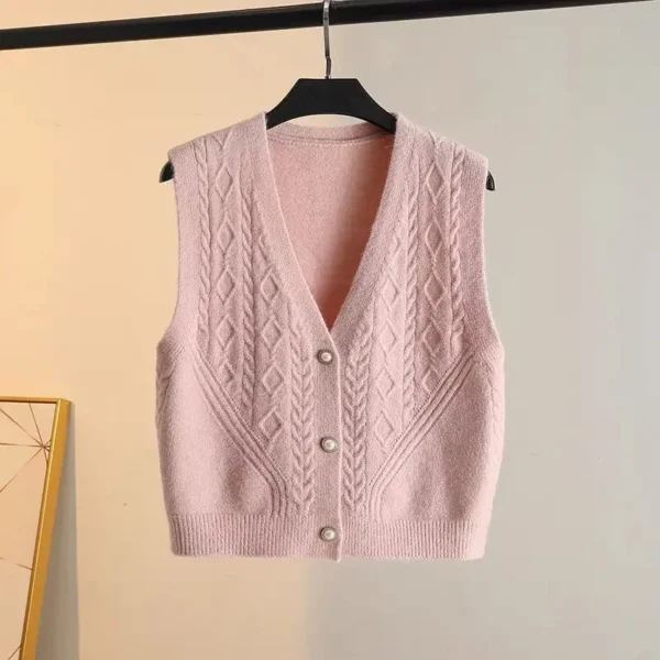 Spring and Autumn Knitted vest cardigan for women layered V-neck camisole slim fit sweater jacket for women sweater - Image 5