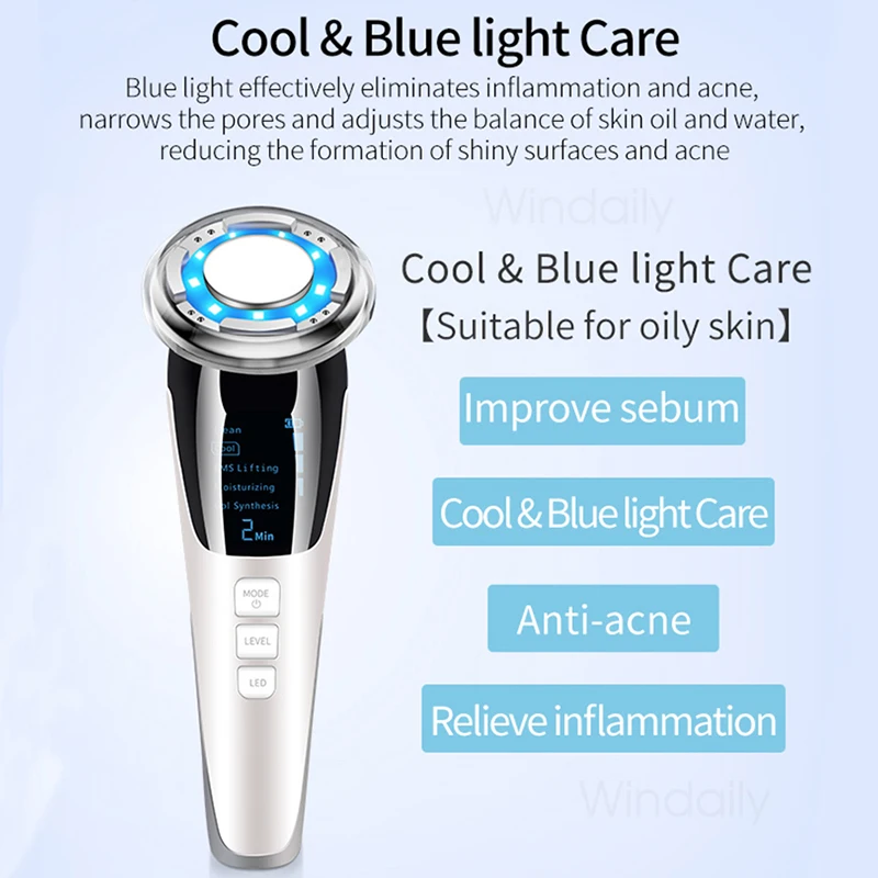 5 in 1 EMS Hot Cold Facial Massager LED Light Vibration Wrinkle Removal Skin Tightening Face Care Face Lifting Beauty Device - Image 4