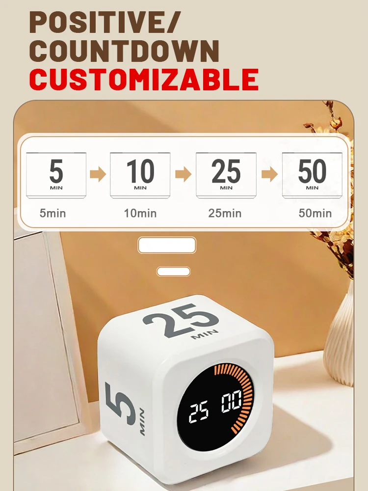 Hexagon Visual Flip Timer for kids Digital Study Pomodoro Cooking Timers Silent timing Magnetic Smart Productivity Kitchen Time - Image 5