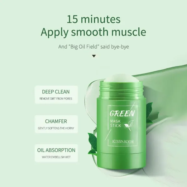 Green Tea Mask Stick Purifying Clay Oil Control Cleansing Mask Smear Acne Moisturizing Deep Cleansing Mask Skincare - Image 6
