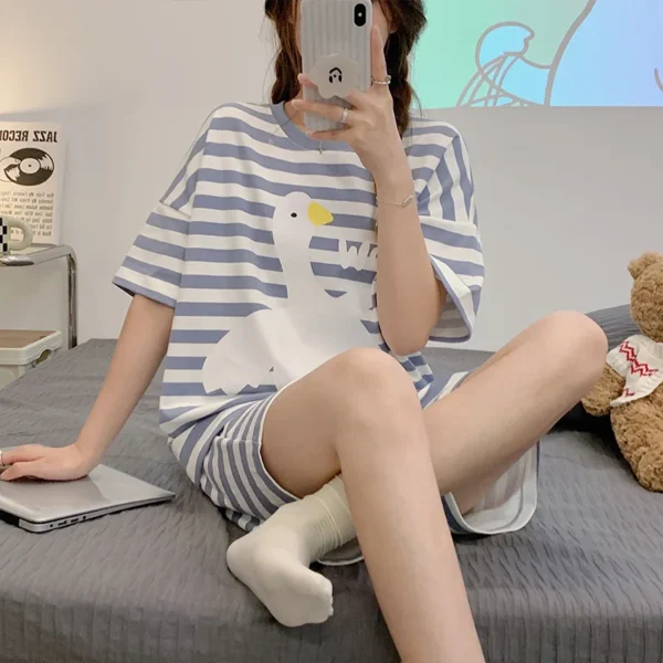 New Pajamas Female Summer Large Size Short-Sleeved Homewear Suit Korean Version of the Student Sweet and Lovely Ladies Homewear - Image 3
