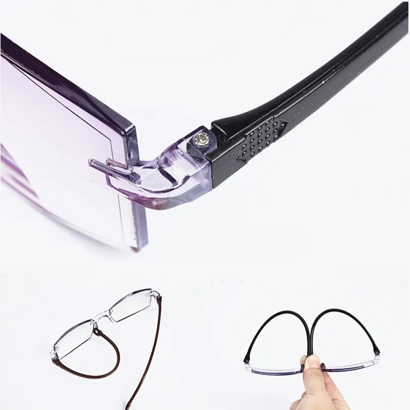 2 Pair New Men Women Rimless Reading Glasses Anti Blue Light Bifocal Far Near Magnification Eyewear Presbyopic Glasses +150 +200 - Image 5