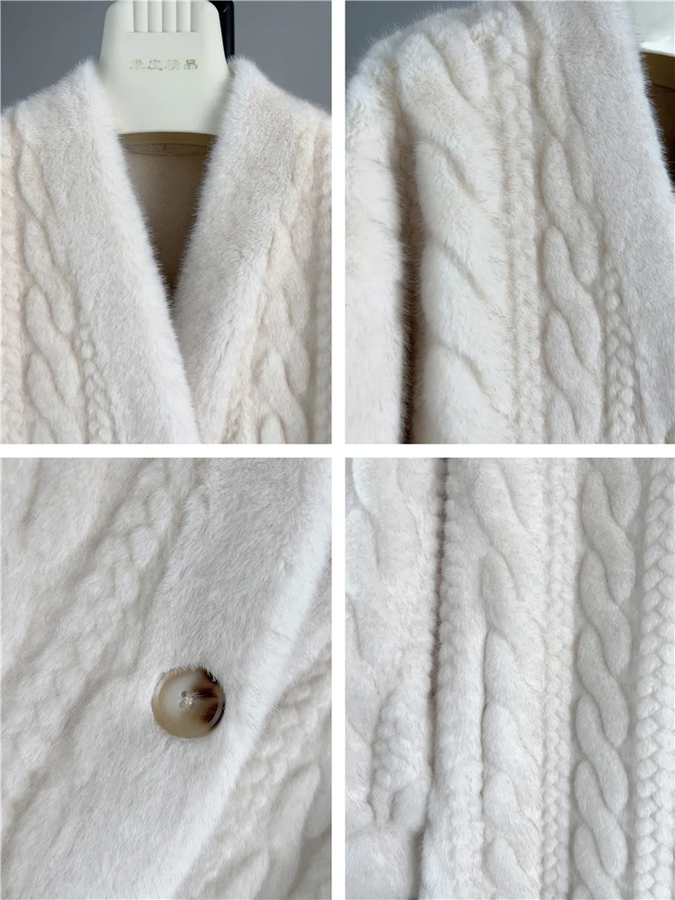 Women Fur Cardigan Thickened Long2025Spring And Autumn V-neck Jacket Female Loose Simple Leisure With Buttons Faux Fur Mink Coat - Image 5