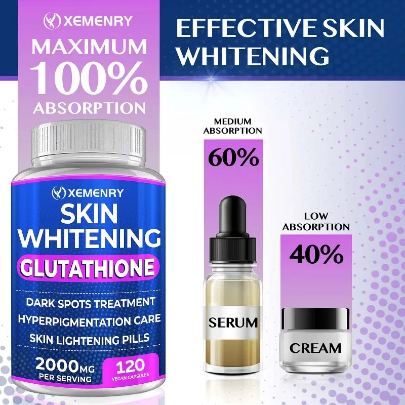 120pcs Skin Whitening Glutathione - Beautiful Skin, Antioxidant Supplement, Healthy Skin Care, Hair, Nails, Immune Support - Image 5