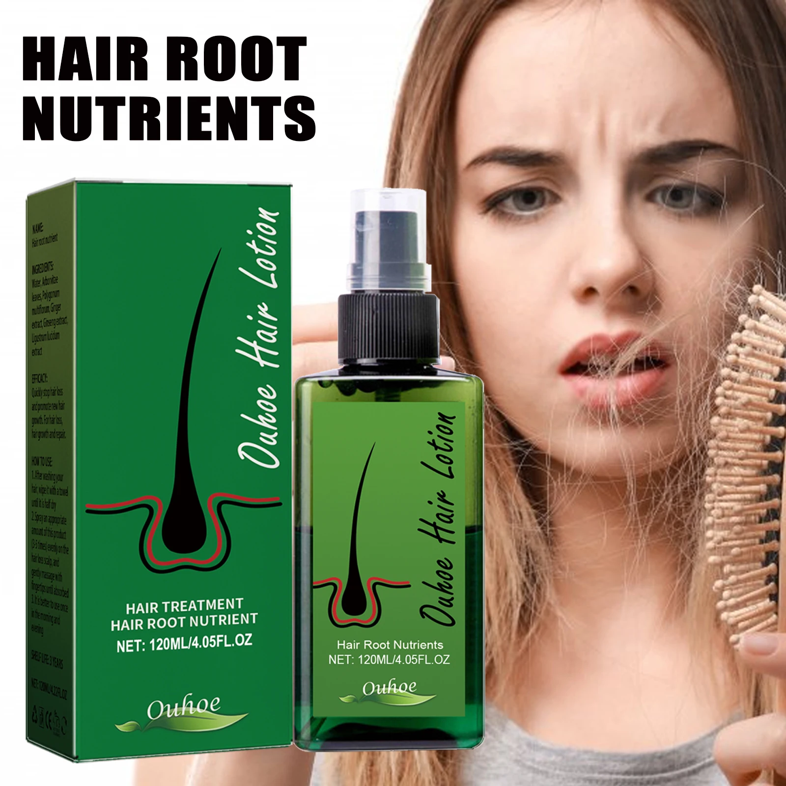 120ml Hair Growth Support Spray with Herbal Extracts Nourishing Scalp Tonic for Thinning Hair Root Strengthening Shine Enhancer