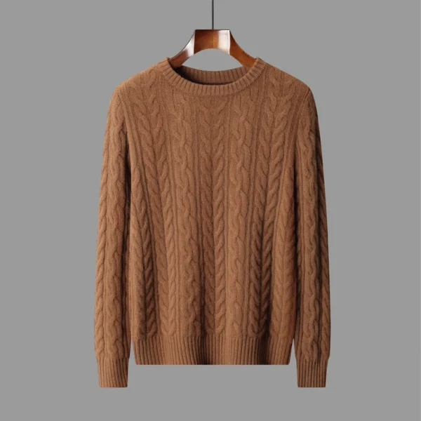 100% Australian Wool classic Twisted Flower Sweater Men Premium Pullover Autumn Winter thickened Warm High-End Leisure Knitwear - Image 4