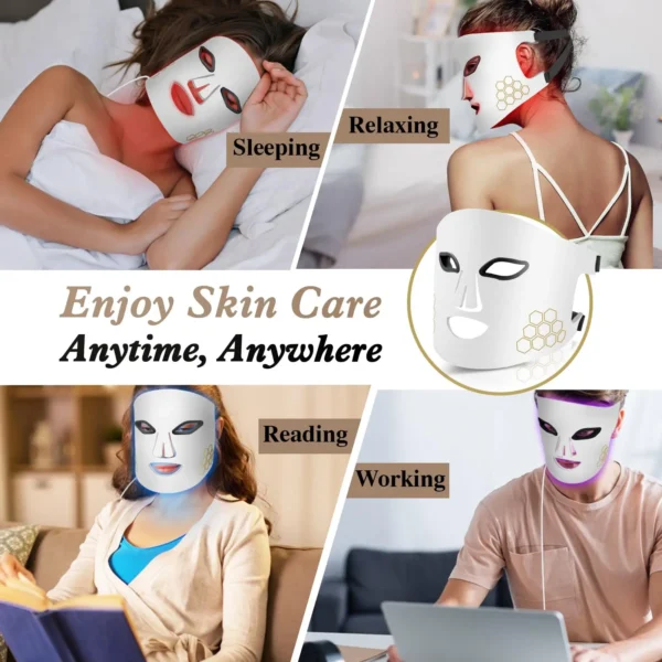 Hello Face LED Face Mask Light Therapy Red, Blue & Infrared Light Facial Skin Care Device with Eye Protection - Image 5