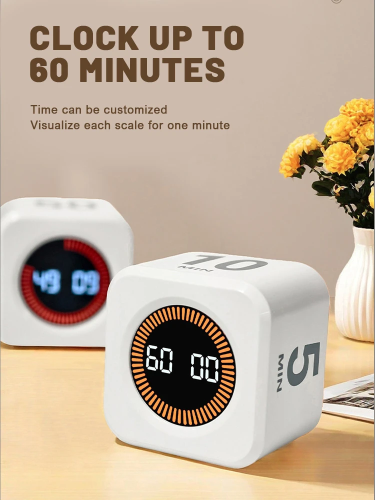 Hexagon Visual Flip Timer for kids Digital Study Pomodoro Cooking Timers Silent timing Magnetic Smart Productivity Kitchen Time - Image 3