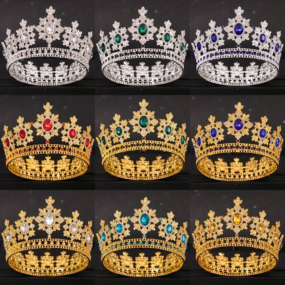 Luxury Crystal Rhinestone Crown Bride Tiara Wedding Accessories Round Diadem Gold Color Head Jewelry Crystal Hair Jewelry - Image 6