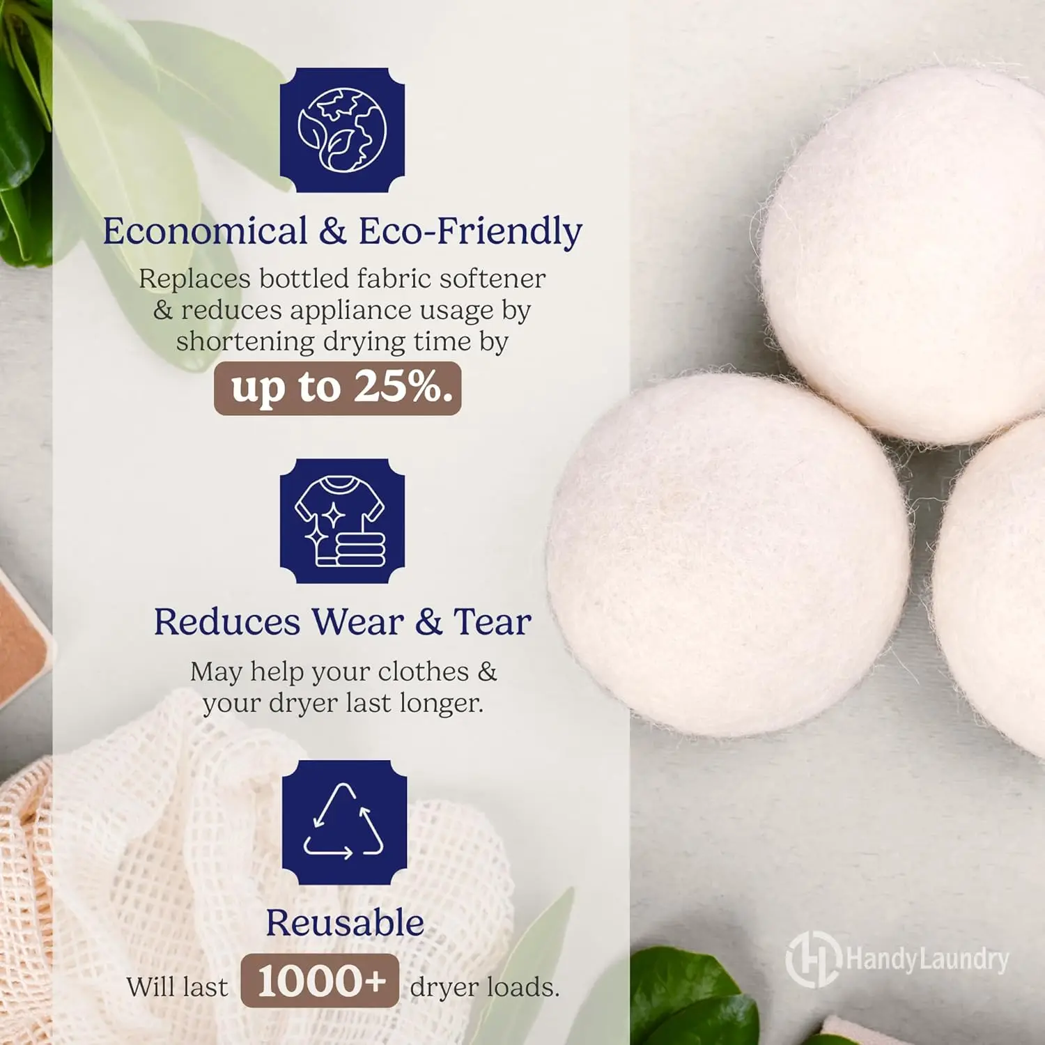 7cm Laundry Wool Dryer Balls For Dryer Natural Fabric Softener, Reusable, Reduces Clothing Wrinkles and Saves Drying Time - Image 2