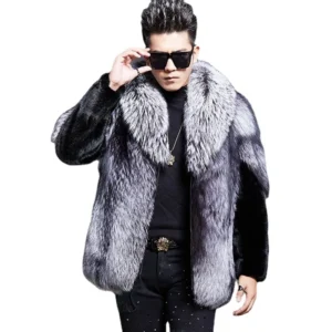 S-6XL Size Fashion Men Jacket Thick Windproof Imitation Mink Fur Outerwear Male Winter Coat Super Warm Casual Long Parkas Silver