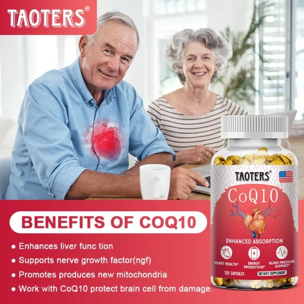 COQ10 Capsules 400mg Coenzyme Q10 Provides Energy To Support Joint Health Promotes Cardiovascular Health Heart - Image 2