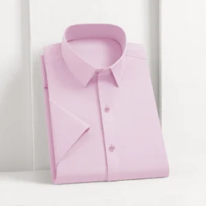 New Men's Business Casual Solid Color Short Sleeved Shirt for Summer Fashion No Ironing Comfortable and Versatile Top