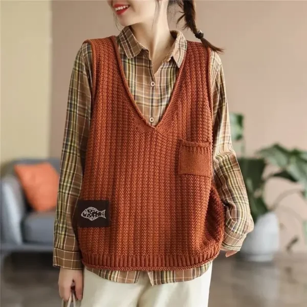 Female Sweater Solid Cropped Waistcoat Short Pullover Women's Knitted Vest Clothing Trend 2024 On Offer Formal Casual Fashion - Image 6