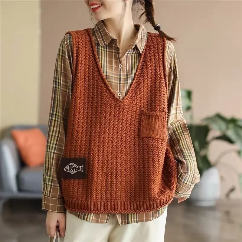 Female Sweater Solid Cropped Waistcoat Short Pullover Women's Knitted Vest Clothing Trend 2024 On Offer Formal Casual Fashion - Image 6