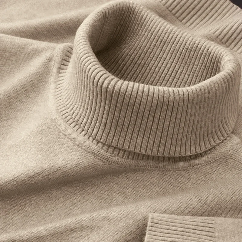 2025 New Mens Knitted Sweaters Solid Color Turtleneck Breathable Pullovers Warm Outdoor Basic Streetwear autumn Business Tops