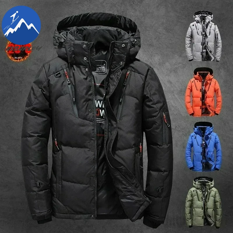 -20 Degree Winter Men White Duck Down Jacket Thick Warm Snow Coat Male Hood Windbreaker Down Parkas Outerwear Sportswear Puffer - Image 2