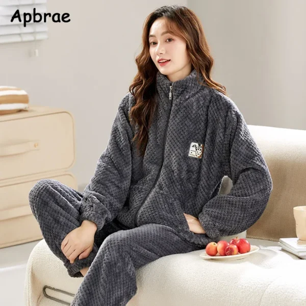 Winter Flannel Pajamas for Women Soft Warm Sleepwear Woman Cardigan Pijamas Big Size M-3XL Thick Homewear Girls Pajama - Image 6