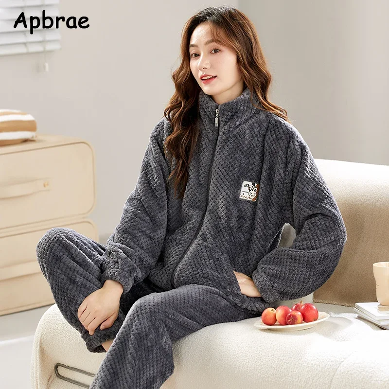 Winter Flannel Pajamas for Women Soft Warm Sleepwear Woman Cardigan Pijamas Big Size M-3XL Thick Homewear Girls Pajama - Image 6