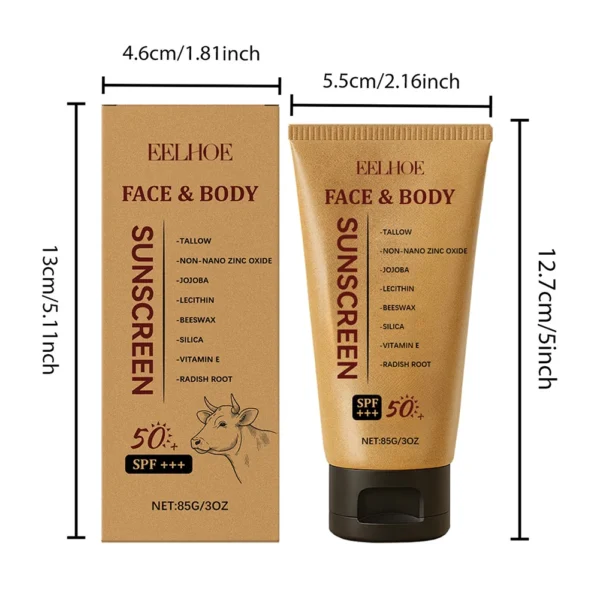 85g Natural Mineral Sunscreen SPF50 Beef Tallow Sunscreen Face Moisturiser Tallow Zinc Sun Protection Cream For Face Body 1/2/3p - Image 3