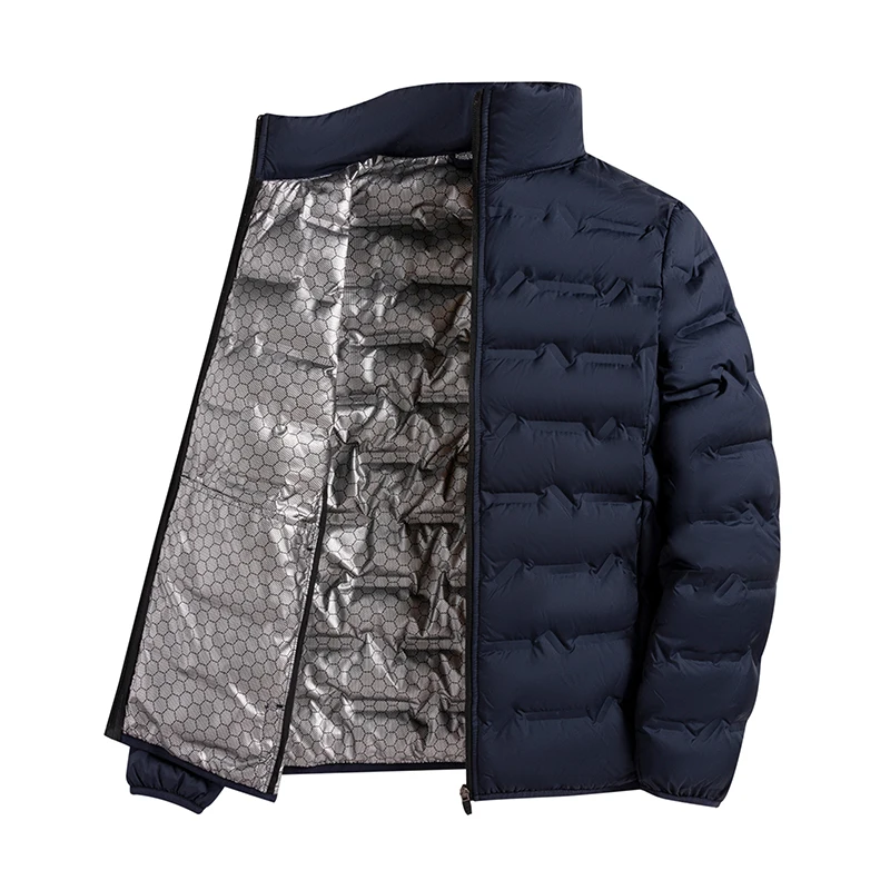 Graphene Self-heating Down Jacket Men Solid Windproof Pleated Down Jackets Stand Collar Classical Warm Winter Jackets Male - Image 3