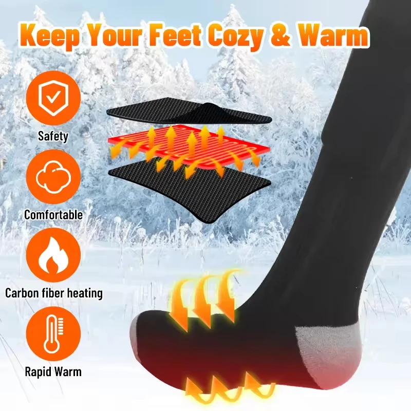 USB Rechargeable Heated Socks for Men/Women Electric Foot Warmers Thermal Winter Socks for Skiing Hunting Hiking Outdoor - Image 3