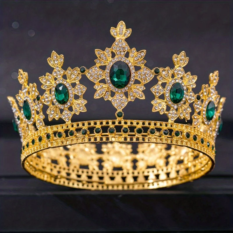 Luxury Crystal Rhinestone Crown Bride Tiara Wedding Accessories Round Diadem Gold Color Head Jewelry Crystal Hair Jewelry