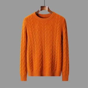 100% Australian Wool classic Twisted Flower Sweater Men Premium Pullover Autumn Winter thickened Warm High-End Leisure Knitwear