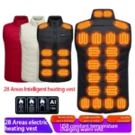 28Areas Intelligent Heating Vest for Men Women USB Smart Electric Sleeveless Jacket Self-heating Clothes Winter Warm Padded Coat