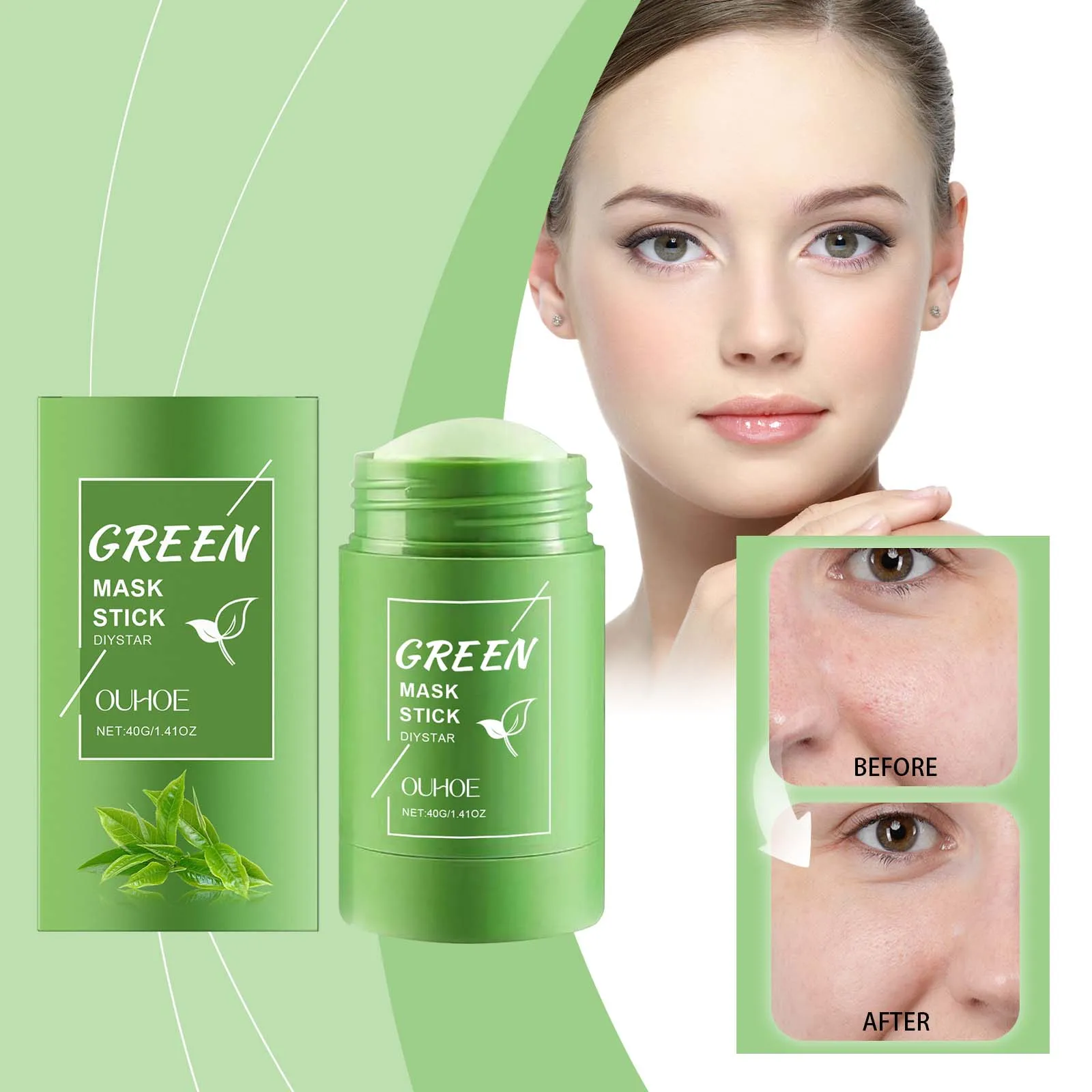 Green Clay Mask Stick – Deep Cleansing for Oily & Acne-Prone Skin – 40g/1.41oz - Image 3