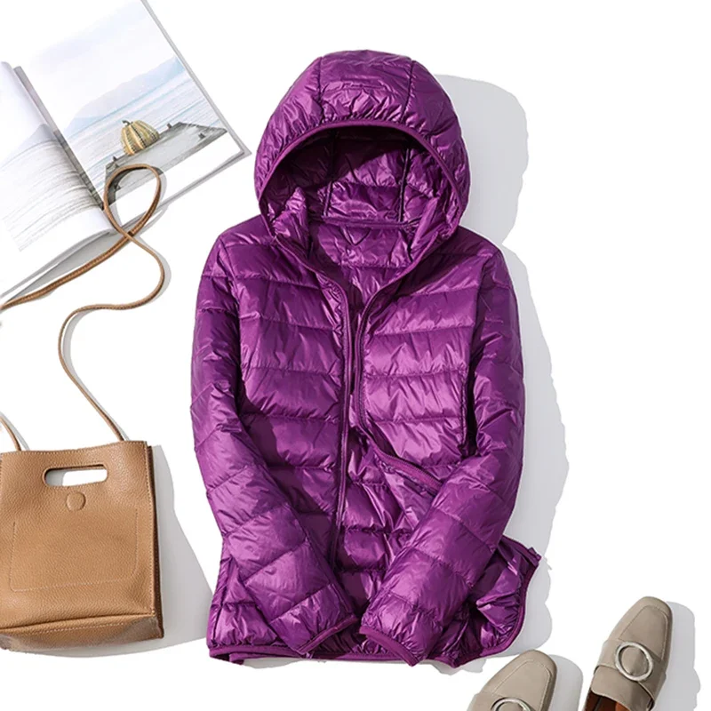 Women's Fashion Hooded Short Puffer Jackets 2025 New Spring Winter 90% White Duck Down Lightweight Packable female Warm Parka - Image 5
