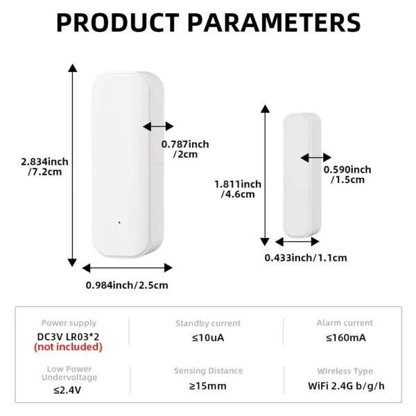 WiFi or Zigbee Window Door Sensor With AAA Battery Smart Home Security Alarm System Voice Control Via Alexa Google Home Smart - Image 6
