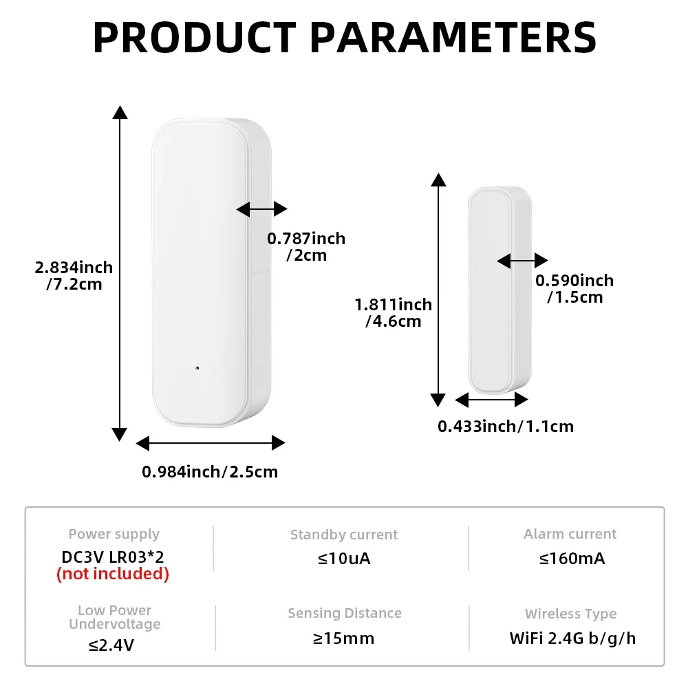 WiFi or Zigbee Window Door Sensor With AAA Battery Smart Home Security Alarm System Voice Control Via Alexa Google Home Smart - Image 6