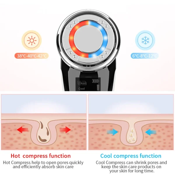 5 in 1 EMS Hot Cold Facial Massager LED Light Vibration Wrinkle Removal Skin Tightening Face Care Face Lifting Beauty Device - Image 3