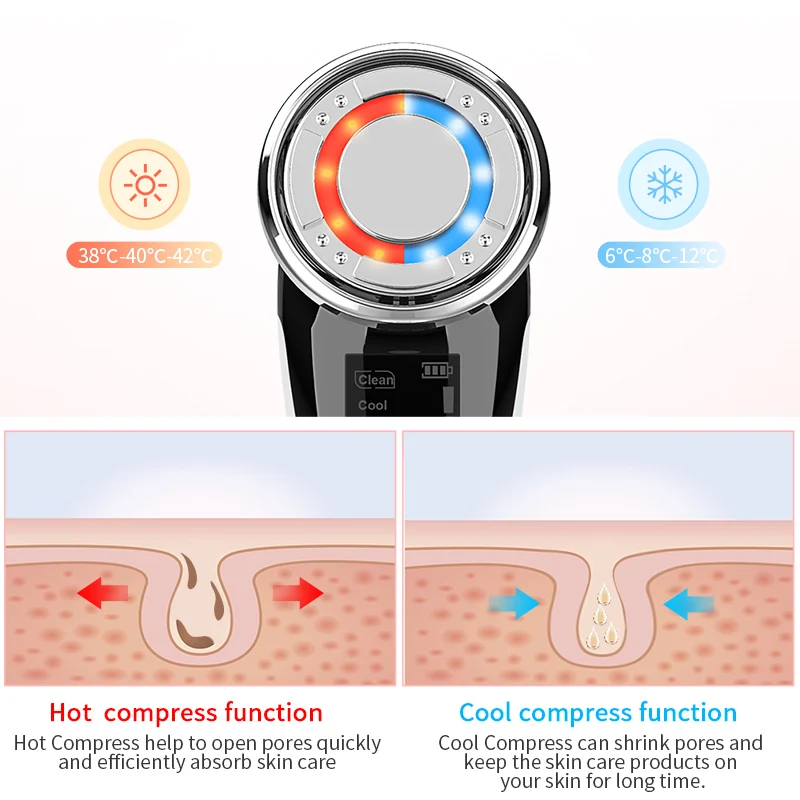 5 in 1 EMS Hot Cold Facial Massager LED Light Vibration Wrinkle Removal Skin Tightening Face Care Face Lifting Beauty Device - Image 3