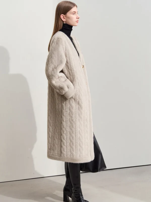 Women Fur Cardigan Thickened Long2025Spring And Autumn V-neck Jacket Female Loose Simple Leisure With Buttons Faux Fur Mink Coat - Image 4
