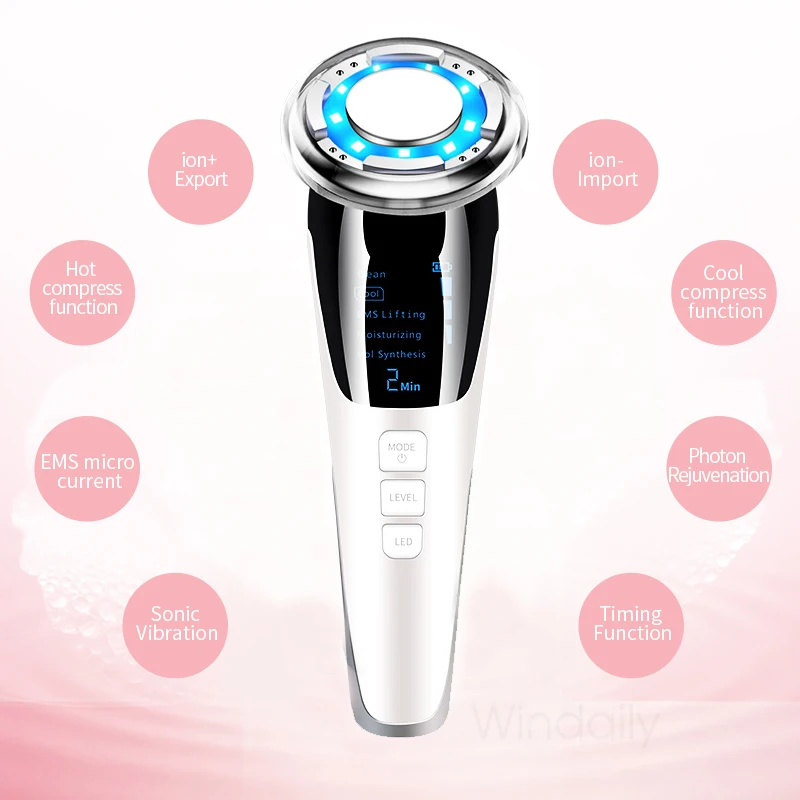 5 in 1 EMS Hot Cold Facial Massager LED Light Vibration Wrinkle Removal Skin Tightening Face Care Face Lifting Beauty Device - Image 2